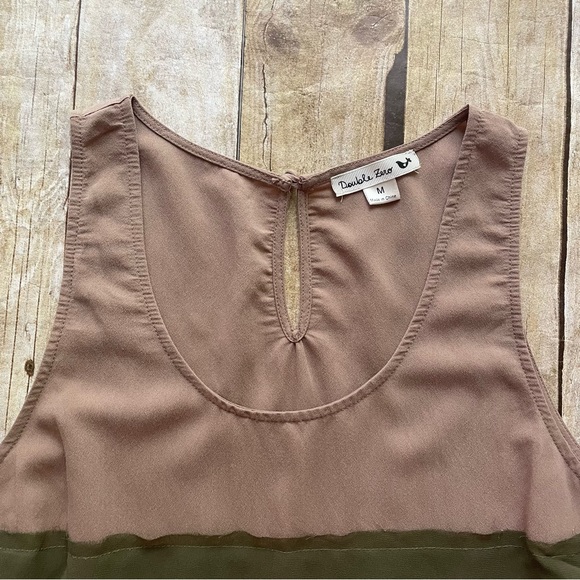 🍁 Anthropologie Double Zero Tan Cream Pink Striped Peplum Tank | M - Picture 3 of 6